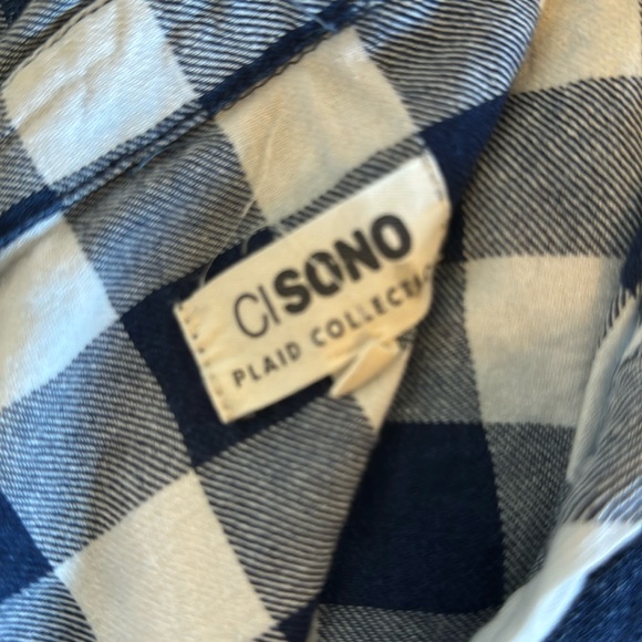 Blue Plaid Button Down Blouse - Picture 2 of 7